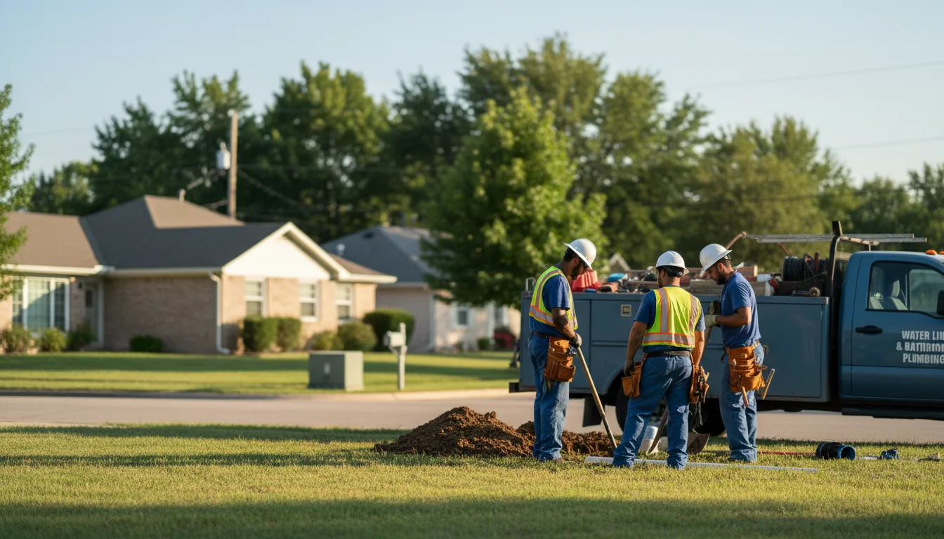 Residential water line and bathroom plumbing service in Arcadia, OK